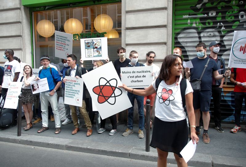 Members of the group “The Voices of Nuclear” demonstrate in