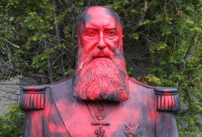 FILE PHOTO: A statue of former Belgian King Leopold II