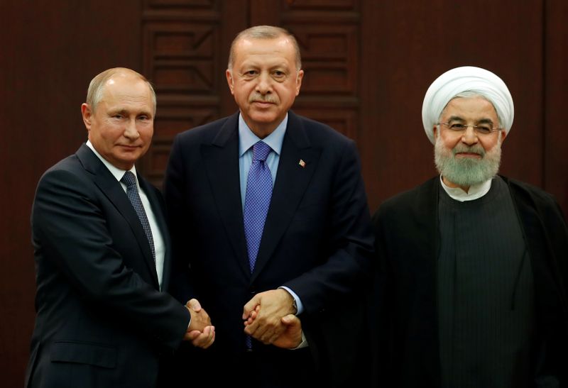 FILE PHOTO: Presidents Putin of Russia, Erdogan of Turkey and