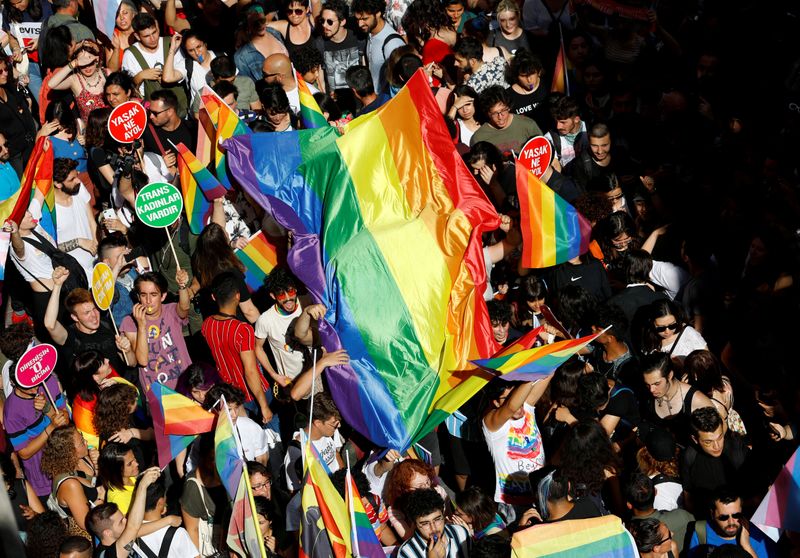 FILE PHOTO: LGBT rights activists gather to try to march