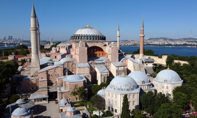 Byzantine-era monument of Hagia Sophia or Ayasofya is seen in