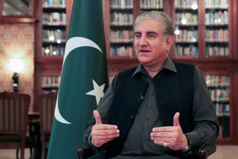 FILE PHOTO: Pakistani Foreign Minister Shah Mehmood Qureshi gestures while