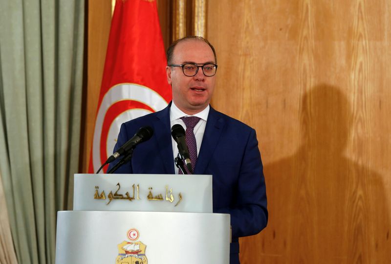 FILE PHOTO: Tunisia’s Prime Minister Elyes Fakhfakh speaks during a