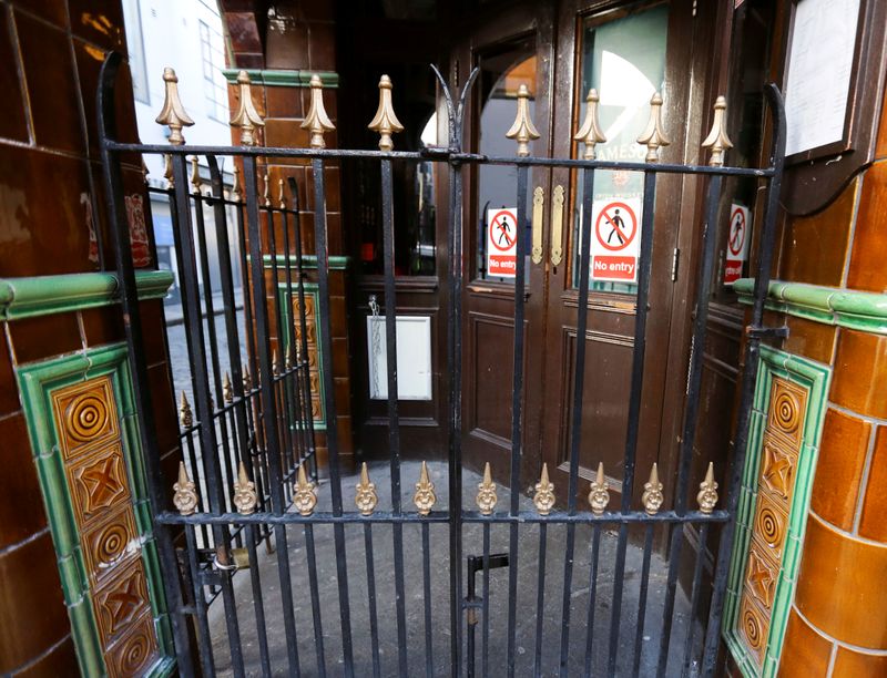 FILE PHOTO: Pub doors are locked in Dublin, as bars