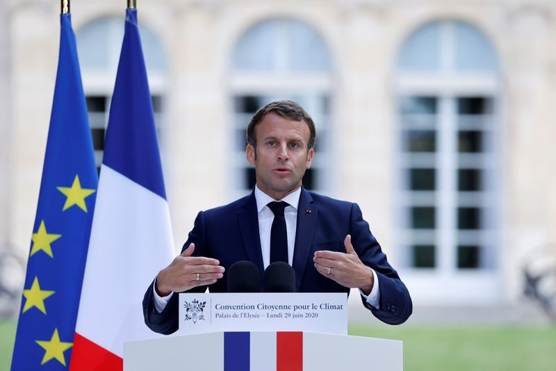 FILE PHOTO: French President Emmanuel Macron meets French citizens’ council