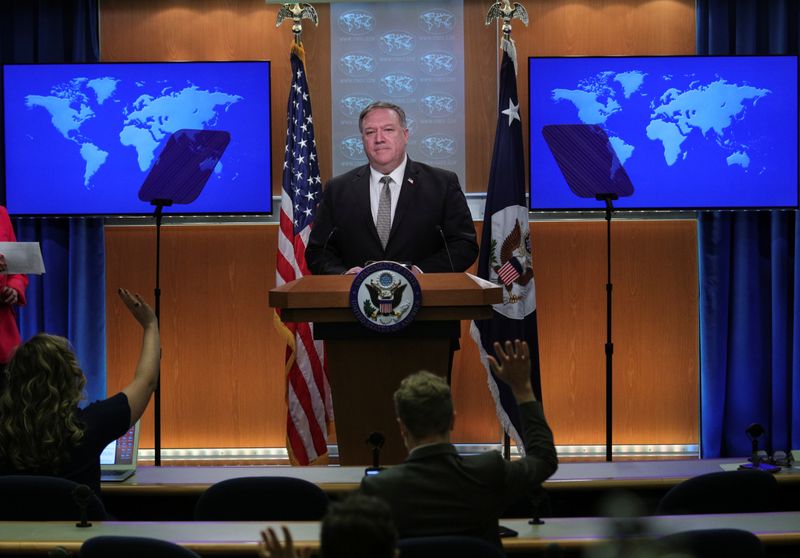 U.S. Secretary of State Pompeo holds press briefing at the