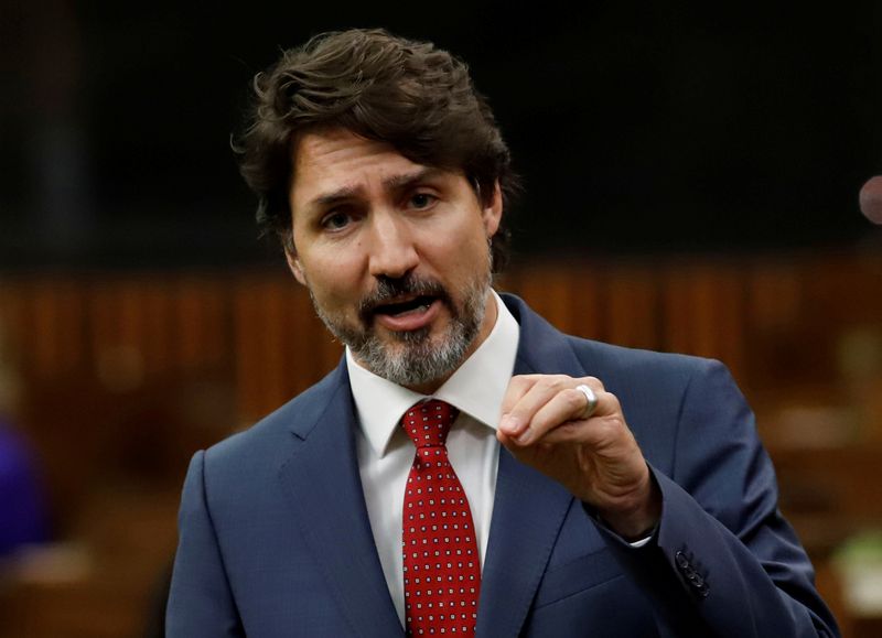 FILE PHOTO: Canada’s Prime Minister Justin Trudeau speaks during a