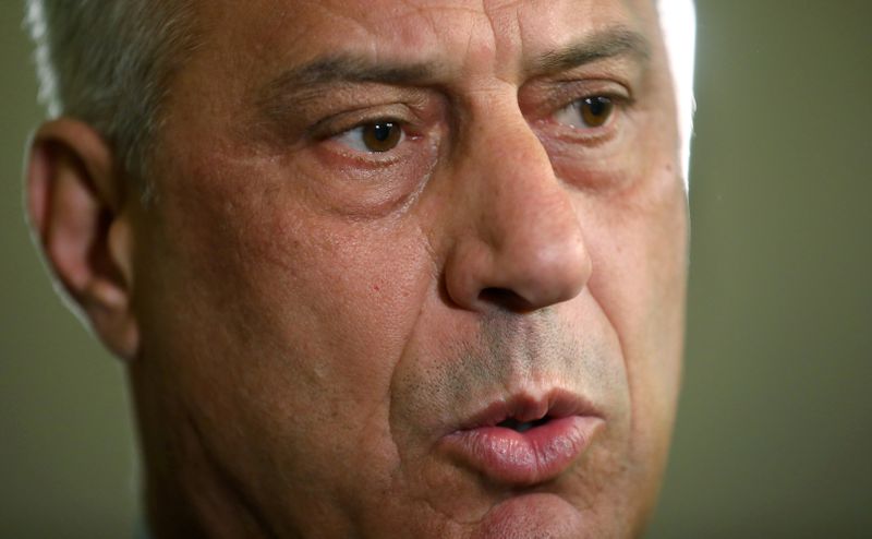 FILE PHOTO: Kosovo’s President Hashim Thaci attends an interview with