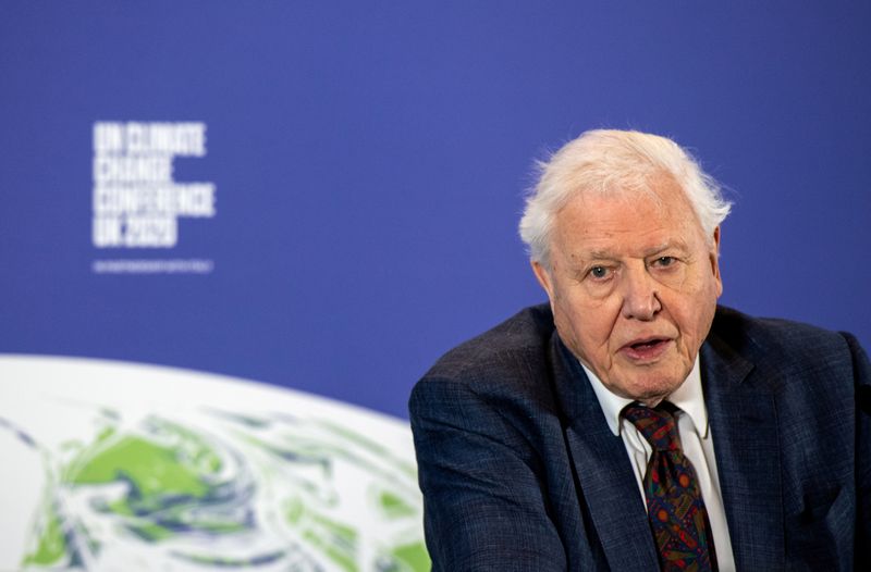 FILE PHOTO: David Attenborough speaks during a conference about the