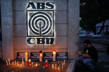 ABS-CBN broadcast network employees gather as Philippine congress finalizes decision
