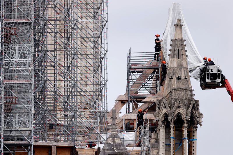 FILE PHOTO: Works on Notre Dame Cathedral in Paris
