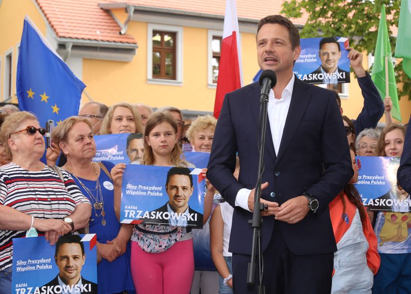 Warsaw mayor Rafal Trzaskowski holds election event in Oborniki Slaskie