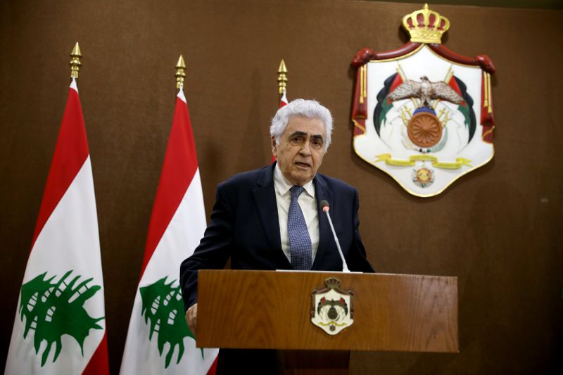 Lebanese Foreign Minister Nassif Hitti speaks during a joint news
