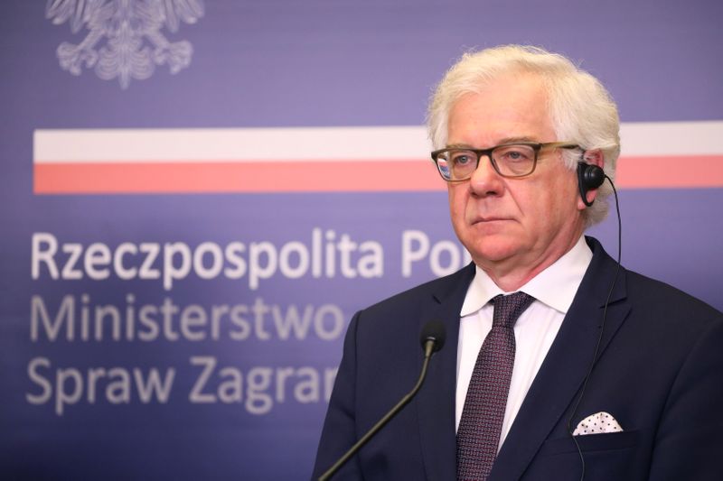 Polish Foreign Minister Czaputowicz attends a news conference in Warsaw