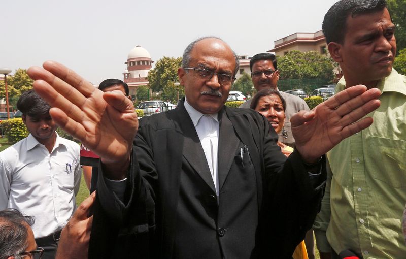FILE PHOTO: Prashant Bhushan, a senior lawyer representing the petitioner,