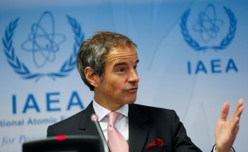 FILE PHOTO: IAEA Director General Grossi addresses the media after