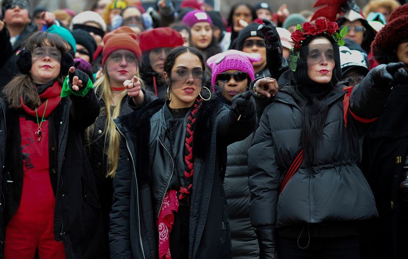 FILE PHOTO: Members of Las Tesis perform the Chilean feminist