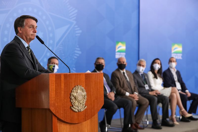 Brazil’s President Bolsonaro attends the ceremony “Brazil beating the coronavirus