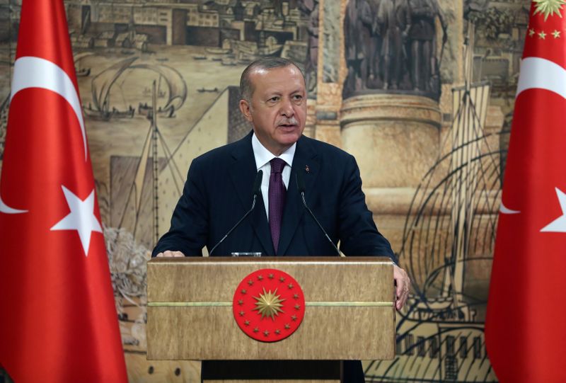 Turkey’s President Tayyip Erdogan addresses the nation in Istanbul