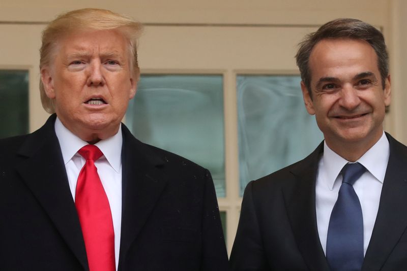 U.S. President Trump welcomes Greek Prime Minister Mitsotakis at the