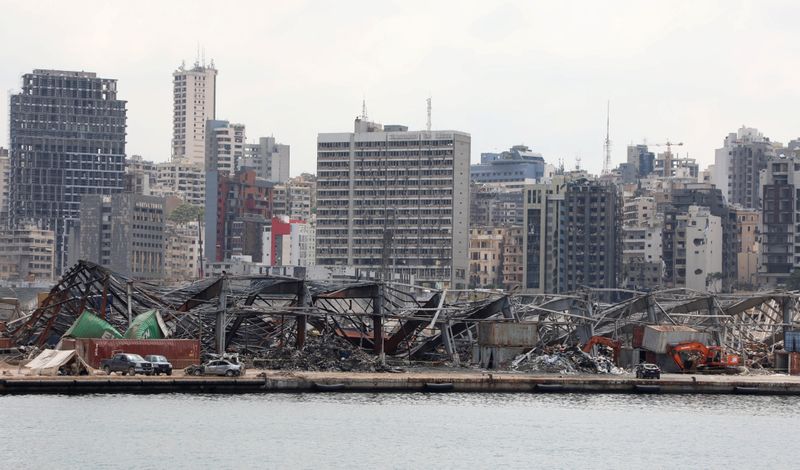 A view of the damaged site following the explosion at