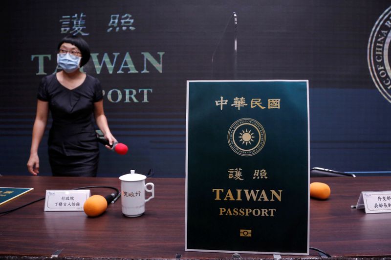 New Taiwan passport is displayed in Taipei