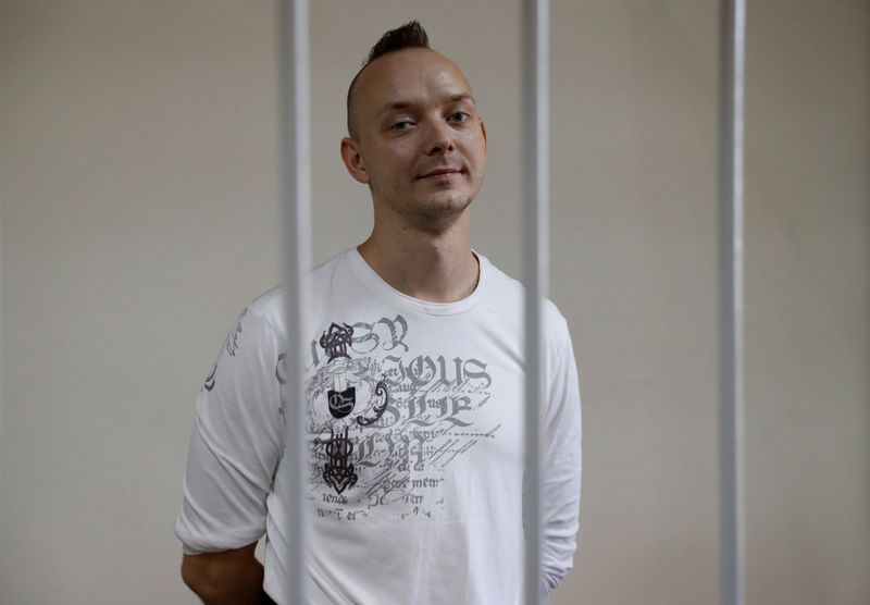 Former journalist Ivan Safronov attends a court hearing in Moscow