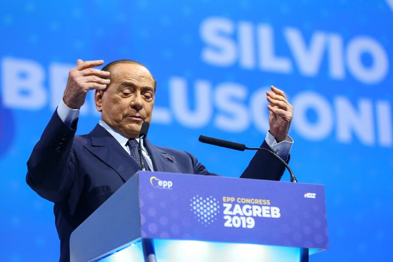 Italian politician Silvio Berlusconi speaks during the EPP congress in