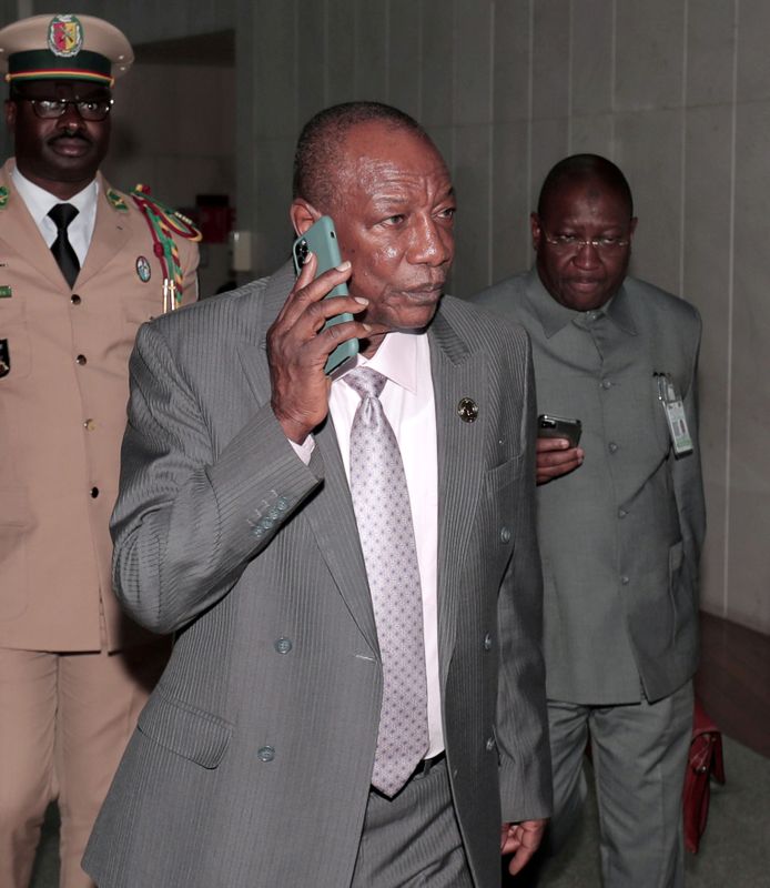 FILE PHOTO: Guinea’s President Conde arrives for AU meeting in