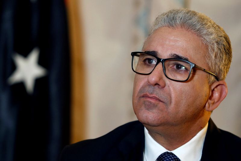 Libya’s interior minister Fathi Bashagha attends an interview with Reuters