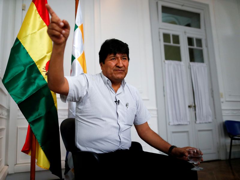 FILE PHOTO: Former Bolivian President Evo Morales gestures during an