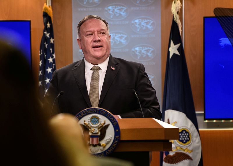 U.S. Secretary of State Mike Pompeo conducts a news conference