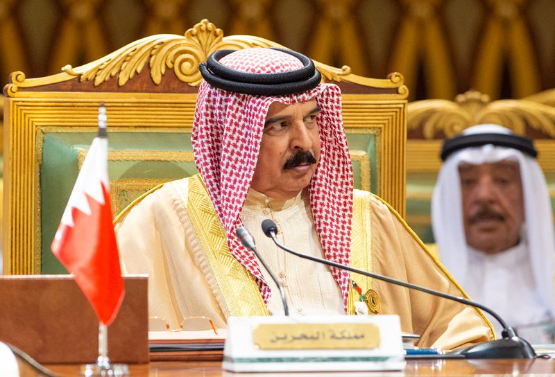 Bahraini King Hamad bin Isa Al Khalifa attends during the
