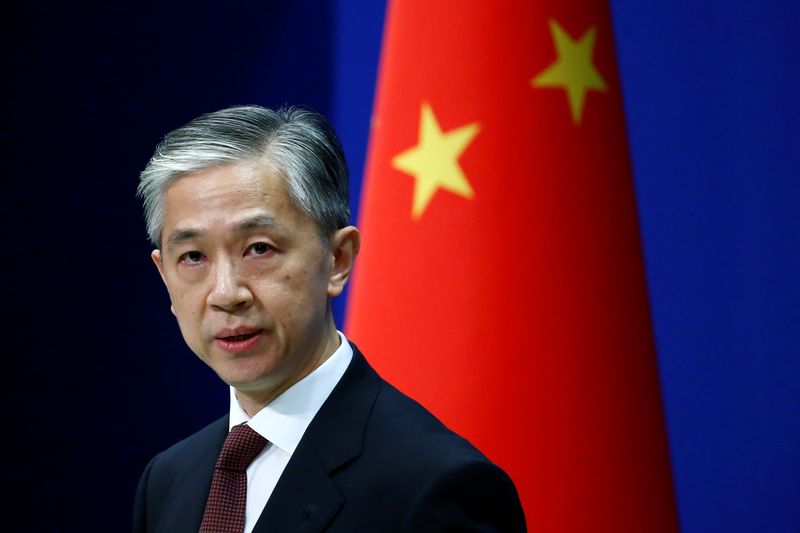 Chinese Foreign Ministry spokesman Wang Wenbin speaks during a news