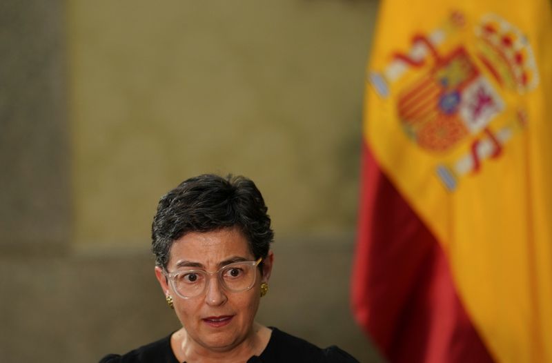 Spain’s Minister of Foreign Affairs Arancha Gonzalez Laya speaks during