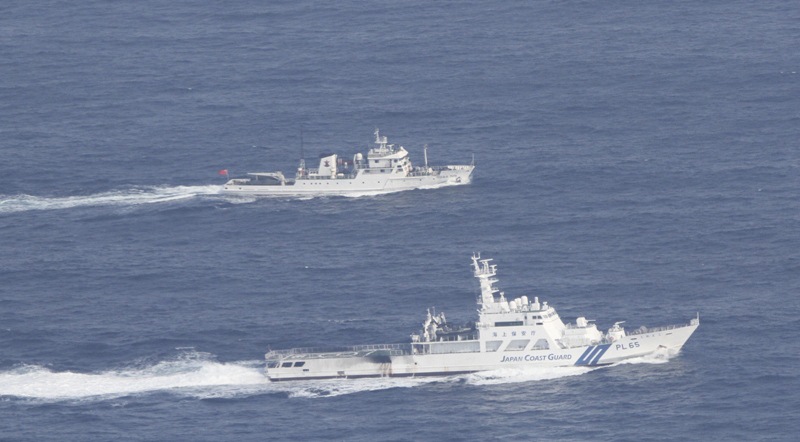 A Chinese fisheries surveillance vessel cruises in the waters near