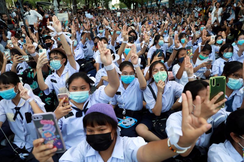 FILE PHOTO: Anti-government protesters and students attend a demonstration in