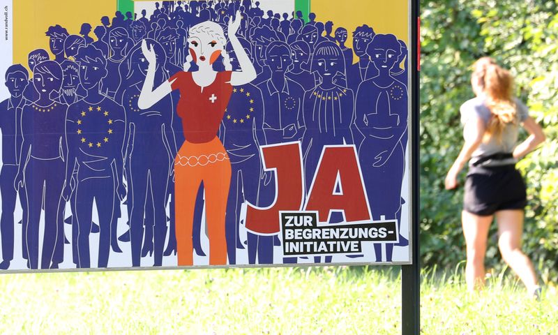 FILE PHOTO: A poster of AUNS is seen in Adliswil