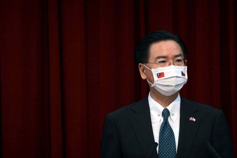 Taiwan’s Foreign Minister Joseph Wu speaks at a news conference