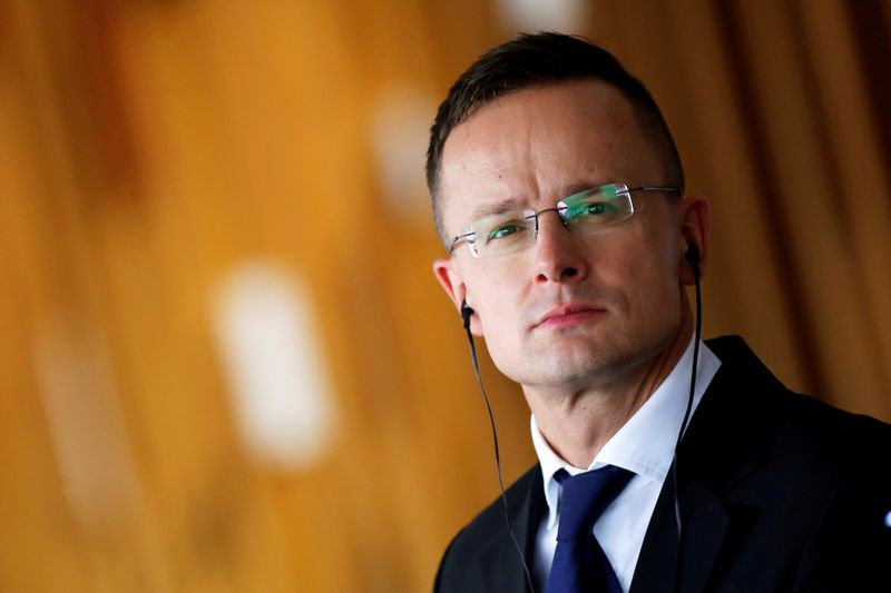 FILE PHOTO: Hungarian Foreign Minister Peter Szijjarto attends a news