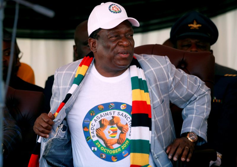 FILE PHOTO: Zimbabwe President Emmerson Mnangagwa attends a rally against