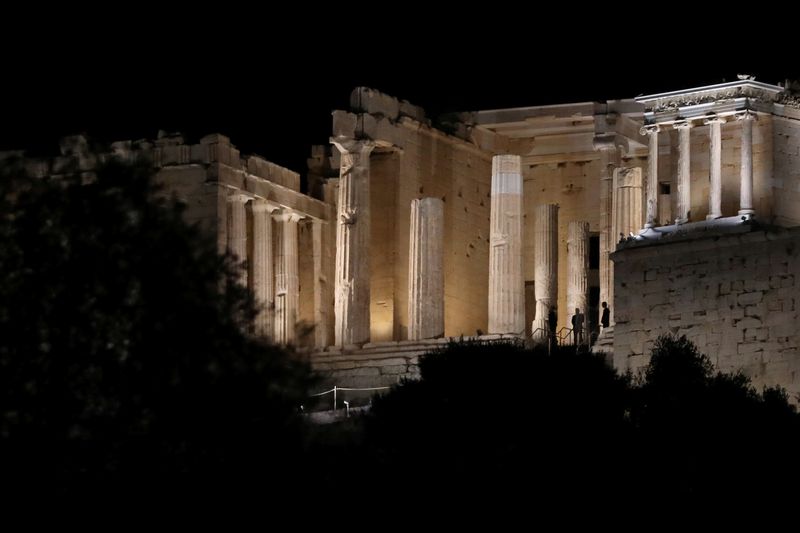 The ancient Acropolis hill is illuminated with new revamped, detailed