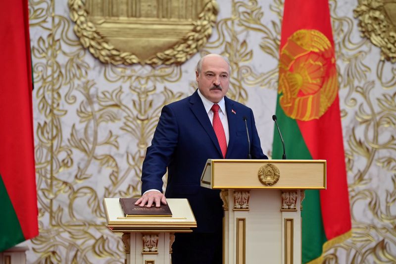 FILE PHOTO: Belarusian President Lukashenko attends a swearing-in ceremony in