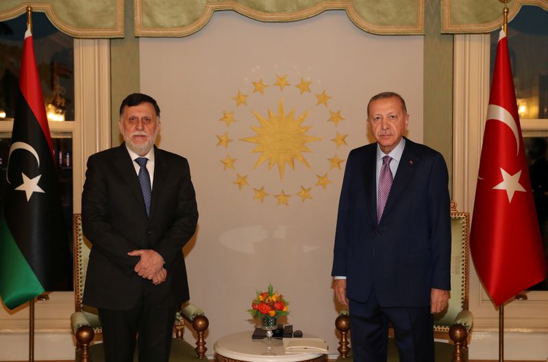 Turkish President Erdogan meets with Libya’s internationally recognized PM Fayez
