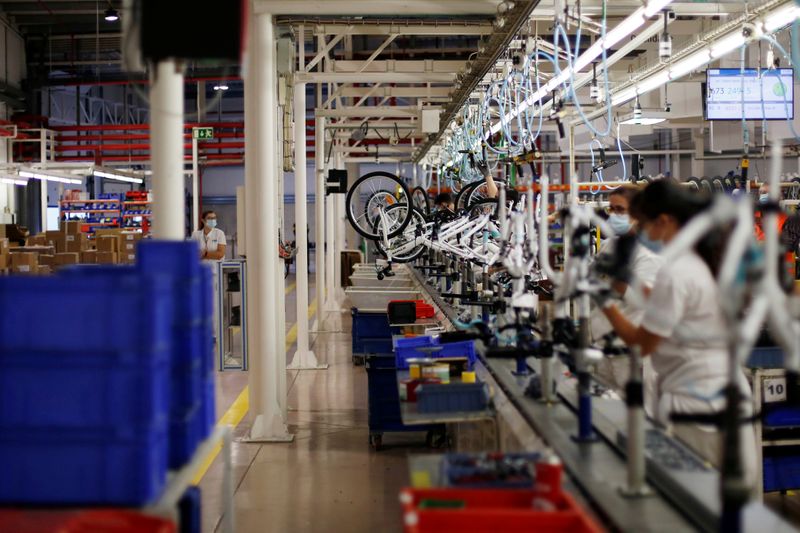 Workers are seen in RTE bicycles factory in Vila Nova