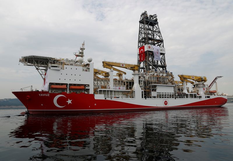 Turkish drilling vessel Yavuz sets sail in Izmit Bay, on