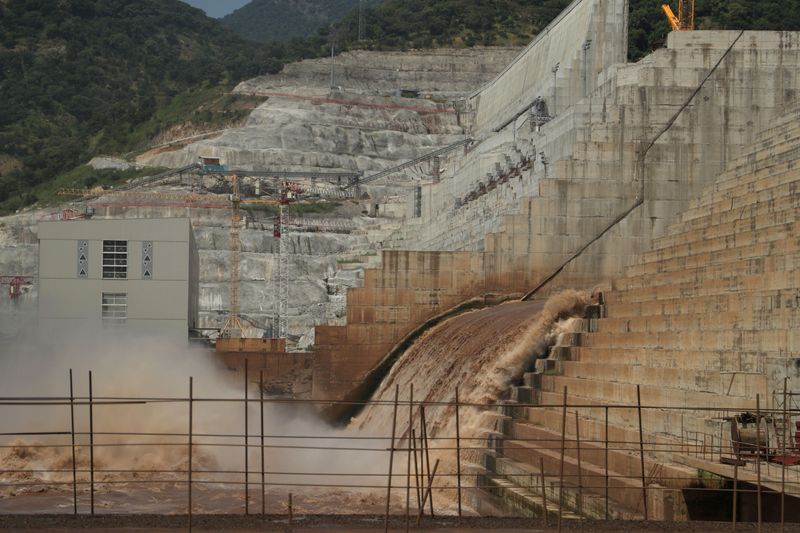 FILE PHOTO: Water flows through Ethiopia’s Grand Renaissance Dam as