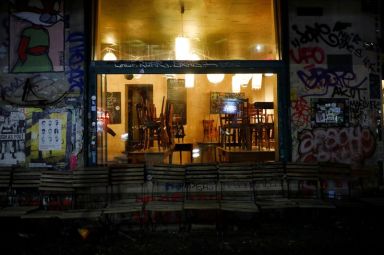 FILE PHOTO: A view of a closed bar in the