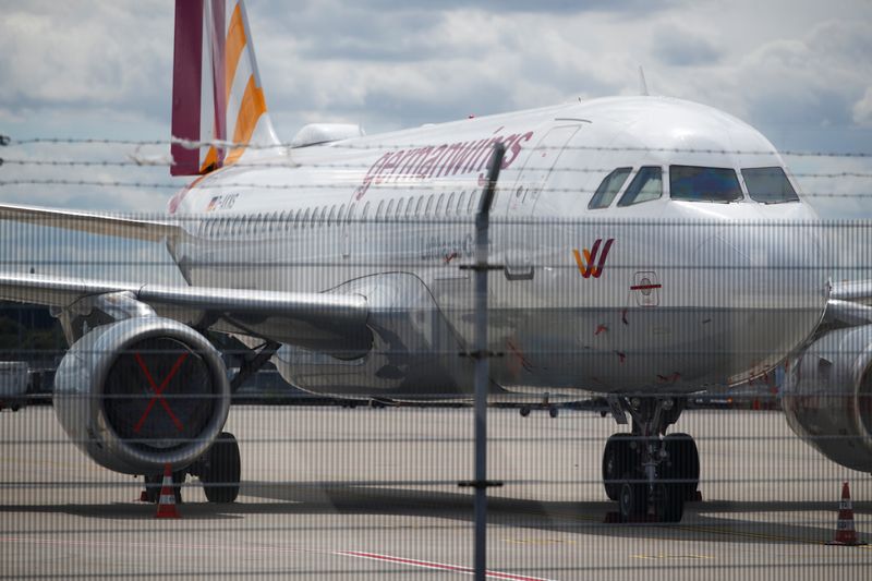 Parked plane at Cologne-Bonn Airport