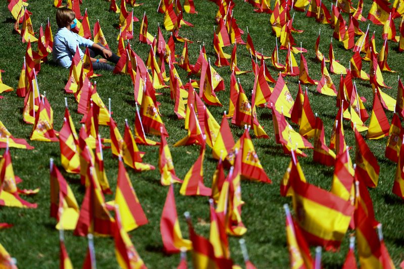 FILE PHOTO: FILE PHOTO: Spanish flags set up in memory